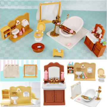 1/12 Dollhouse Miniature Plastic Bathroom Furniture Sets For Doll House Craft Toys Accessories New