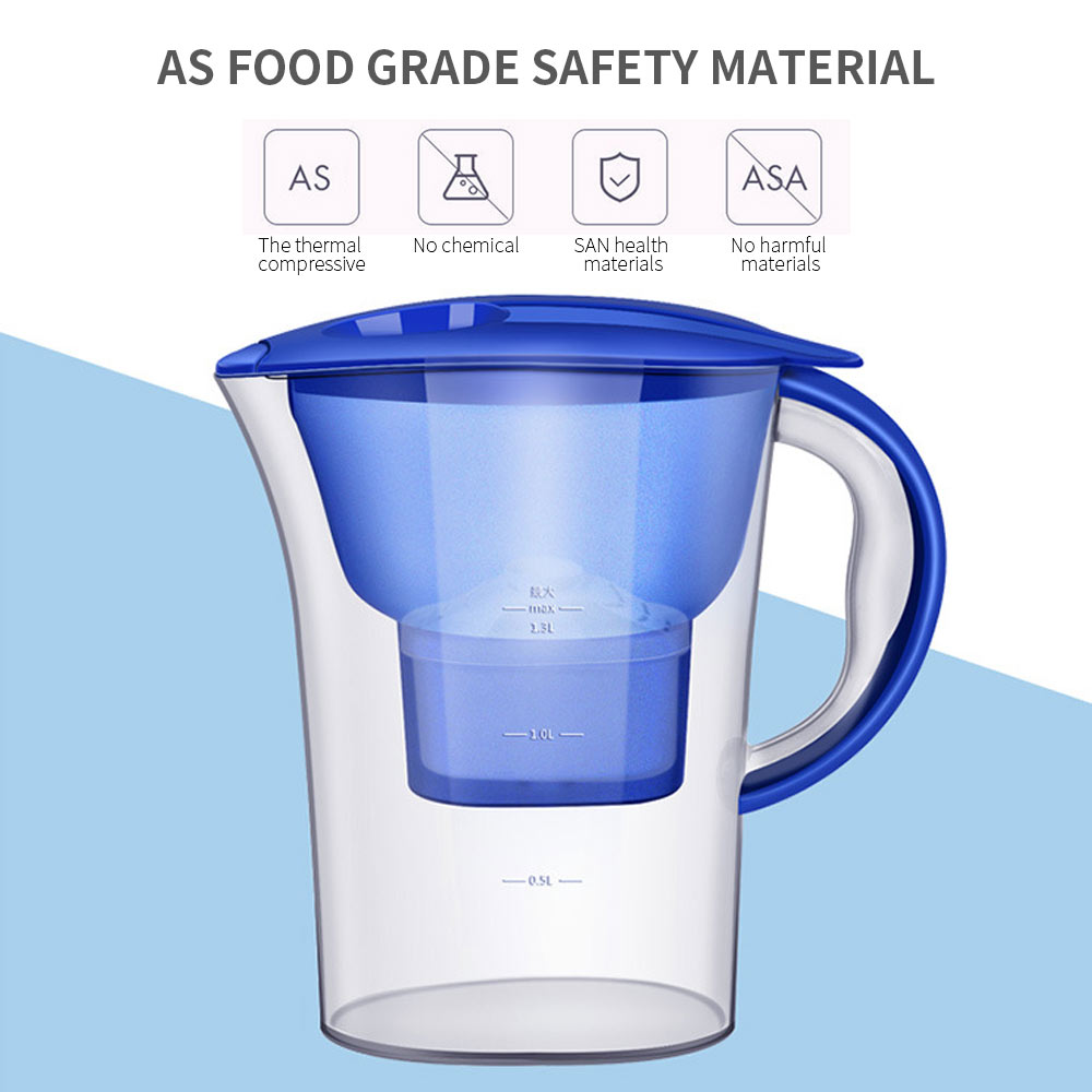 2.5L Water Pitcher Home Activated Carbon Net Kettle Office Water Purifier Food Grade Material Water Filter With Electronic Timer