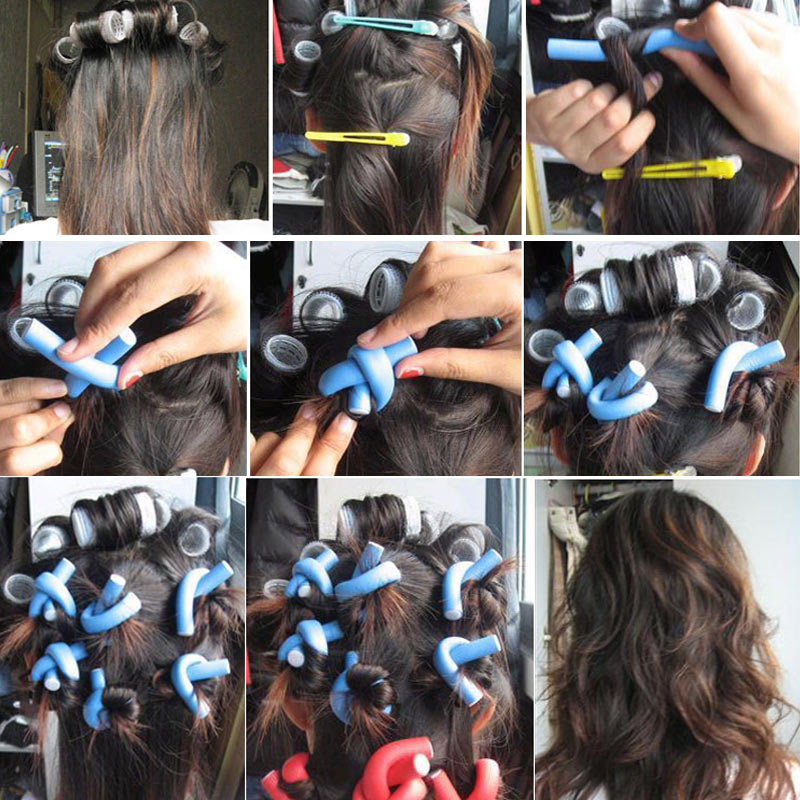 10 Pcs/Set Hair Curler Magic Air Hair Roller Curling Sticks Soft Foam Twist Flexi Rods Hair DIY Styling Tool Hairdresser