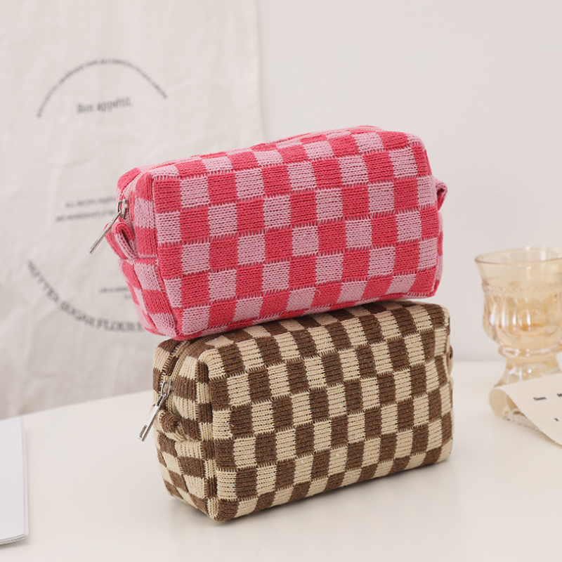 Checkered Makeup Bag