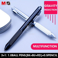 M&G Unique Metal Multifunctional Pen 4 in 1 includes 3 Colors Ball Pens 1.0mm Mechanical Pencil 0.5mm Multicolor Multifunction