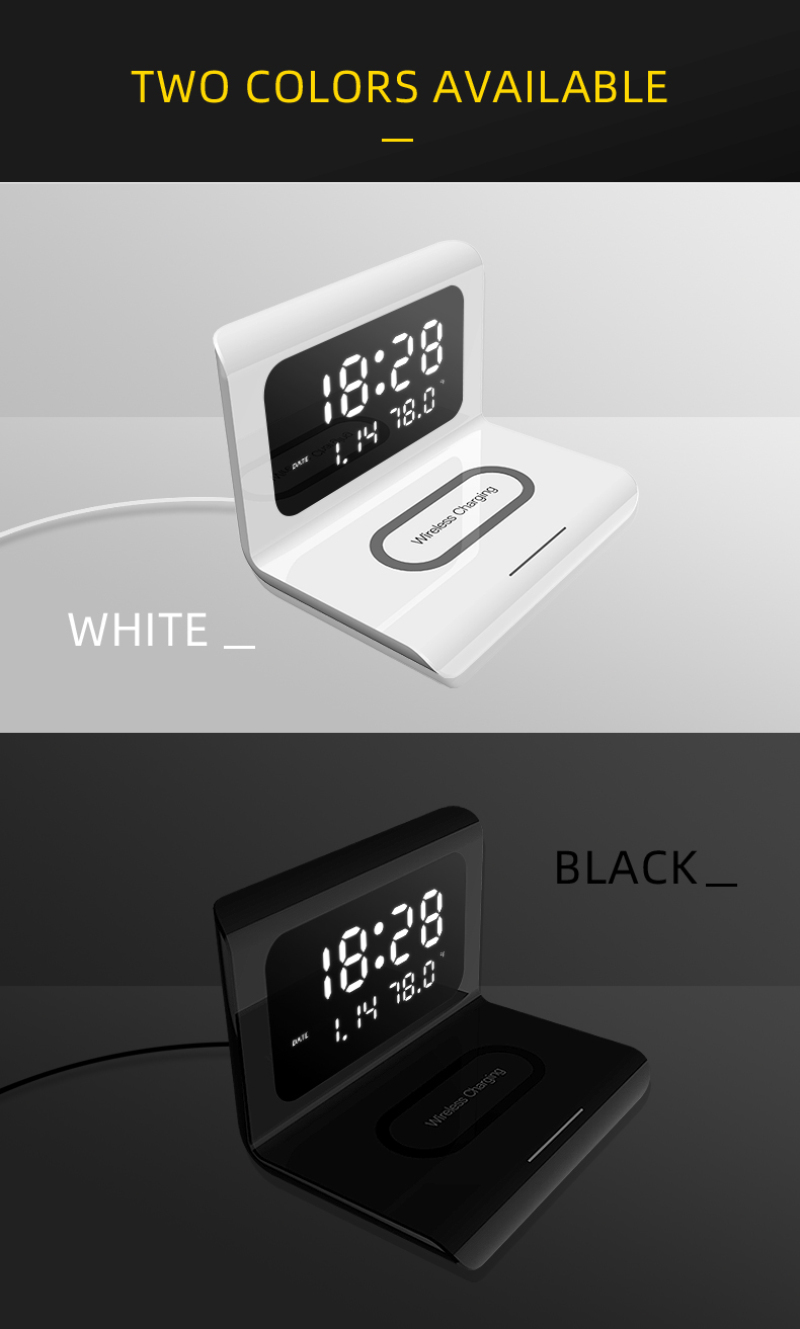 3 In 1 Digital LED Electric Alarm Clock Wireless Charger Telphone Wireless Charger For Mobile Phone Smart Products Dropship
