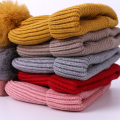 Three-piece Scarf Hat Set Baby Girls Children PomPon Beanies Knitted Skullies Hats Kids Winter Warm Wool Crochet Caps Unisex