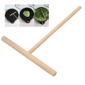 Home Kitchen Tool T-shape Pancake Batter Crepe Maker Wooden Rake Spreader Stick