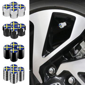 4pcs Car-Styling Sweden flag Emblems Wheel Tire Valve Tyre Caps For Volvo V70 XC40 XC80 XC90 XC60 90 S60 V60 V40 Car Accessories