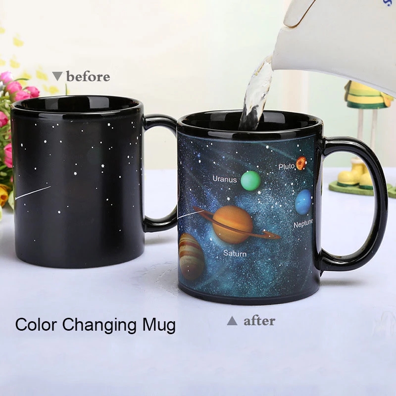 Internaul Creative Ceramic Mug Color Changing Mug Heat Revealing Coffee Cup Friends Gift Student Breakfast Tumbler Star
