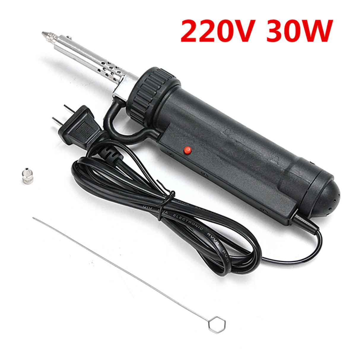 220V 30W Electric Vacuum Solder Sucker with Power Cord /Desoldering Pump /Tool Repair Black Welding Soldering Supplies