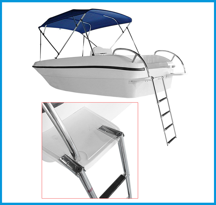 BSET MATEL 4 Steps Boat Stainless Steel 304 Telescoping Folding Ladder Deck Outboard Swim Platform Boat Marine Yacht Accessories