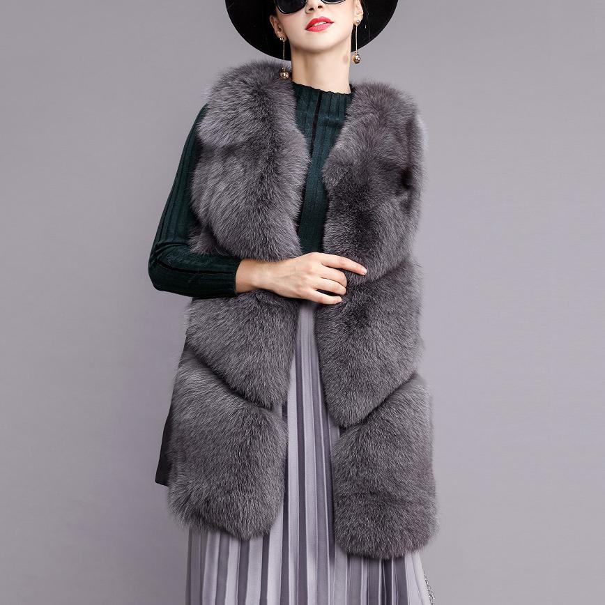 S-3XL Plus Size Winter Brand Women's Faux Fur Vest Fake Fur Coat Thicker warm Fox Fur Waistcoat Side buckle Stitching Coat L1289