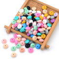 LOFCA 50pcs 12mm Silicone Lentil Beads Baby Teething Beads BPA-Free Food Grade Making Baby Oral Care Pacifier Chain Accessorise