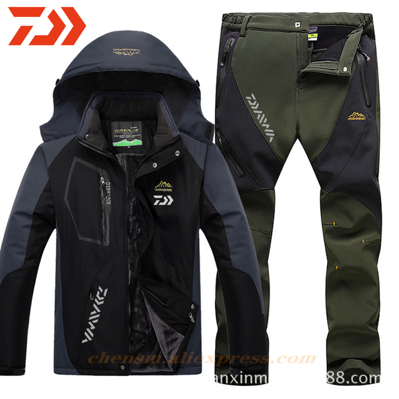 Daiwa Clothing for Fishing Jacket Waterproof Windproof Warm Thick Pants Fishing Shirt Sports Fishing Suit Winter Fishing Wear