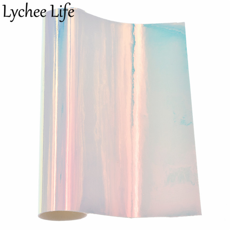 Lychee Life A5 Faux Leather Fabric Colorful PU Transparent Fabric DIY Modern Home Garment Textile Sewing Cloth Accessories