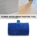 Blue Rubber Wood Grain Paint Roller Brush DIY Wood Grain Pattern Wall Painting Tool with Handle Wall Painting Roller Home Tool