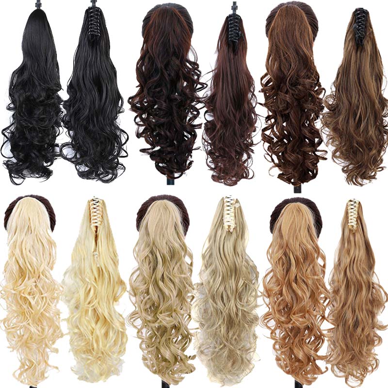 AILIADE Women Long Curly Ombre Claw Ponytail Synthetic Hair Clip In Hair Extension Hairpiece Heat Resistant Pony Tail