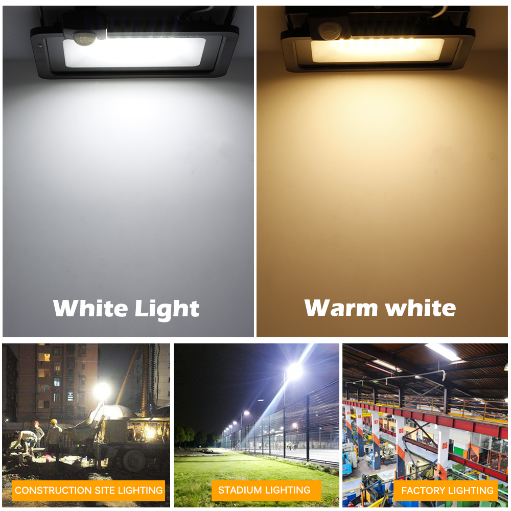 220V LED FloodLight PIR Motion Sensor Reflector LED Flood Light Waterproof IP66 Spotlight Wall Outdoor Lighting White Warm White