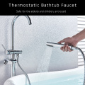 Thermostatic Bathtub Floor Stand Faucet Mixer Single Handle Mixer Tap 360 Rotation Spout Plastic Handshower Bath Mixer Shower