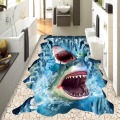 Custom Photo 3D Flooring Mural Sharks Waterfall 3D Stereoscopic Floor Stickers Waterproof Thickened Self-adhesive PVC Wallpaper