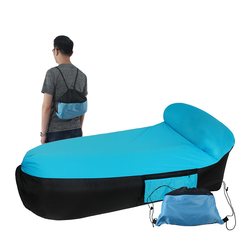 Larger Flat Inflatable Lounger Air Sofa Pocket Pillow Design Outdoor Garden Furniture Portable Beach Pool Couch Fast Folding