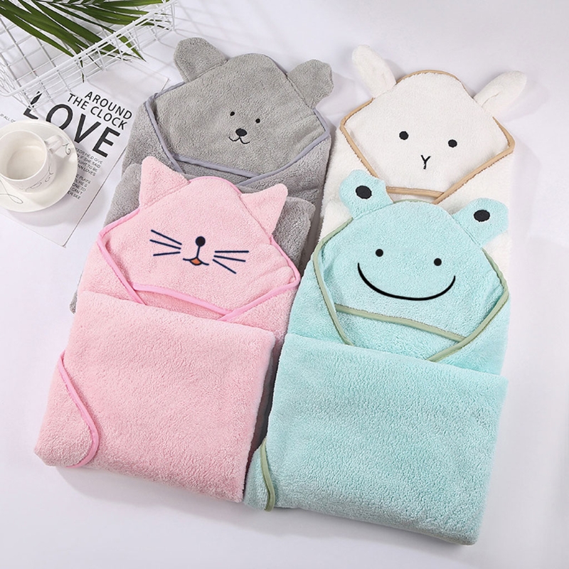 Baby Poncho Bath Towel Velvet Fleece Hood Infant Towels Blanket Newborn Baby Hooded Towel