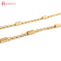 2 Meters 1.6MM 24K Champagne Gold Color Copper Round O Shape Link with Rectangle Tube Chains Necklace Chains High Quality