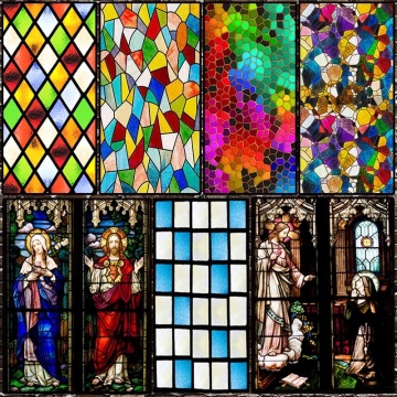 Frosted Church stained glass window film electrostatic home foil door sticker PVC Custom self-adhesive window decorative films