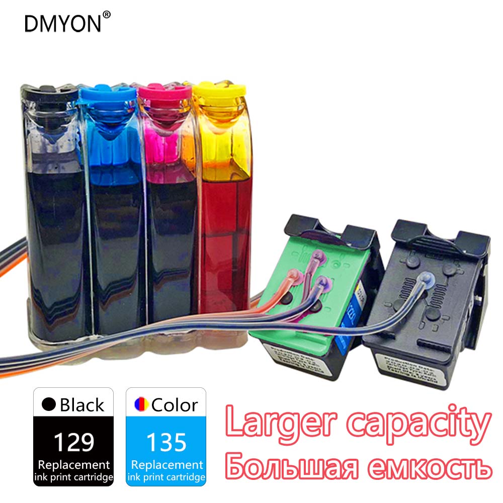 DMYON CISS 129 135 Compatible for Hp Ink Cartridge Officejet 6300 6301 6304 6305 6307 6308 Ink Cartridges