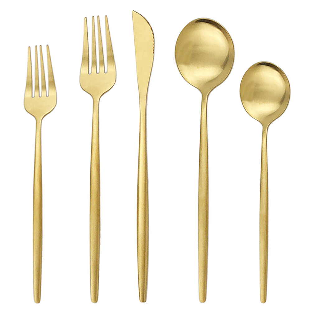 2/4/6Set Gold Cutlery Set 304 Stainless Steel Dinnerware Set Knife Dessert Fork Dessert Spoon Kitchen Tableware Set Flatware Set