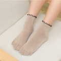 Socks Women Cotton Five Finger Ruffle Solid Color Toe Socks With 5 Toe Short Deodorant Toe Socks With Fingers Soks Woman Sock