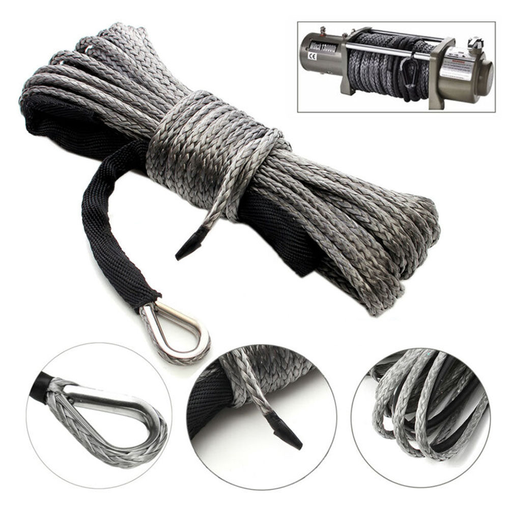 Hot Sale 15m Winch Rope ATV UTV High Strength Synthetic Winch Line Cable Rope Tow Cord With Sheath Gray