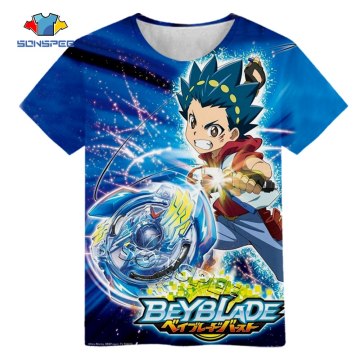SONSPEE Summer Casual Baby Clothes Anime Beyblade 3D Print t shirt Kids Fashion Funny Soft Short Sleeve Tee Top Boy Girl T-shirt