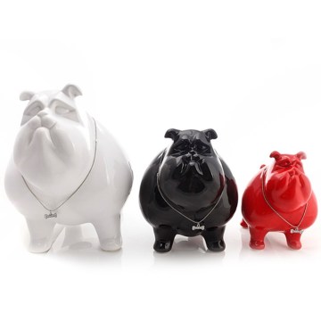 Modern Bulldog Piggy Bank Ceramic Crafts Creative Pottery Home Decoration Porcelain Animal Ornaments Doll Piggy Bank Decoration