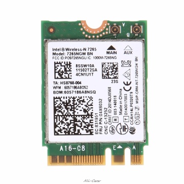 For Intel Wireless-N 7265 7265NGW BN Dual Band 2x2 Wi-Fi Bluetooth 4.0 WiFi Card for Lenovo ThinkPad Wireless card