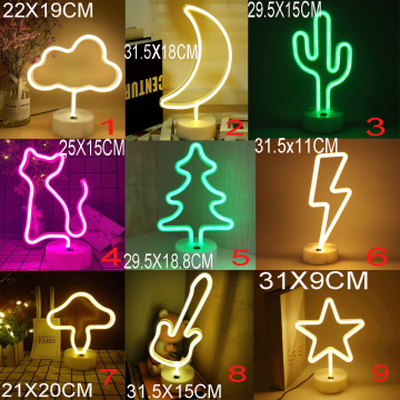 17styles USB Battery Operated LED Neon Sign Neon Light Holiday Party Romantic Wedding Decoration Kid Home Gift Neon Night Light