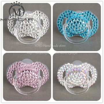 MIYOCAR Special price 4 color shining bling crystal rhinestone Baby Pacifier/ Nipples /Dummy /cocka /chupeta &pacifier clips