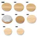 1 Coffee Cup Lid Eco-Friendly Wood Bamboo Drinking Cap Reusable Non Splash Leak Proof Mason Canning Jar Cover with Silicone Seal