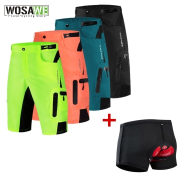 WOSAWE Men's Shorts Downhill MTB Shorts with Padded Gel 3D Underwear Cycling Bicycle Bike Water Repellent Summer Shorts