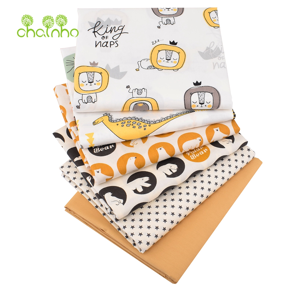 Chainho,6pcs/Lot,Bear&Lion Series,Print Twill Cotton Fabric,Patchwork Cloth For DIY Sewing Quilting Baby&Child Material,40x50cm
