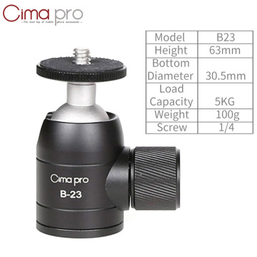 XILETU B-23 Mini Tripod Ball Head Aluminum Alloy Metal 360 Degree Tripod Ball Head Panoramic Head W 1/4 Screw For DSLR GoPro