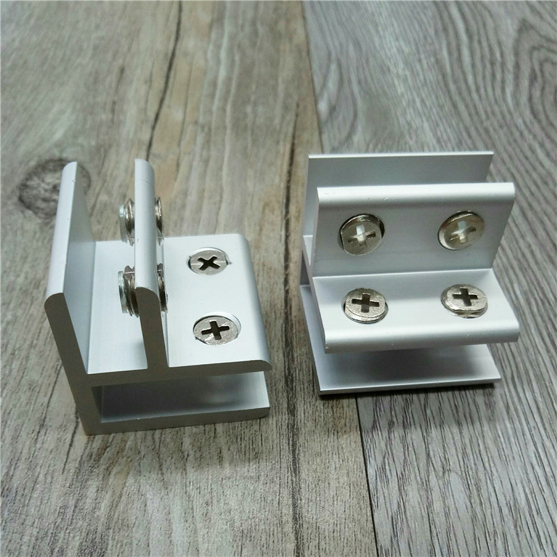 2pcs/lot Glass Clamp 10-12mm glass board Double Sides 90 Degrees L Style Aluminum Glass Clamps Shelves Support Bracket Clips