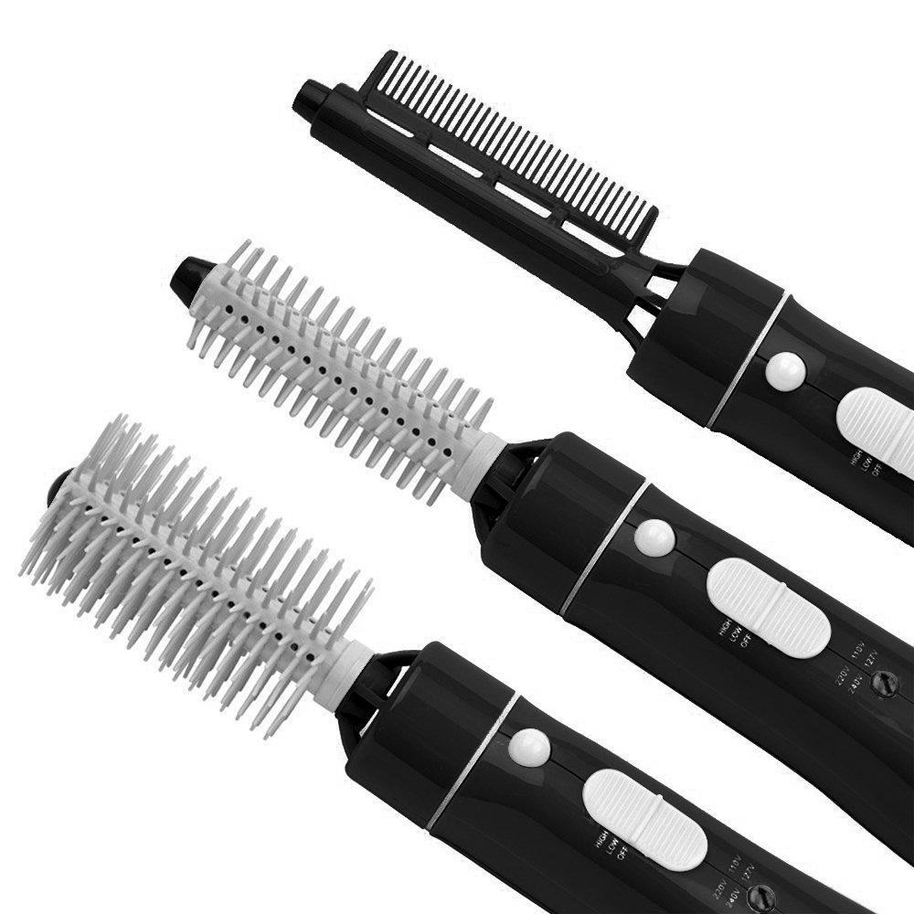 Multifunctional 10 - 1 Hot Air Hair Dryer Electric Hair Straightening Brush Interchangeable Detachable Rotating Styler Volumizer