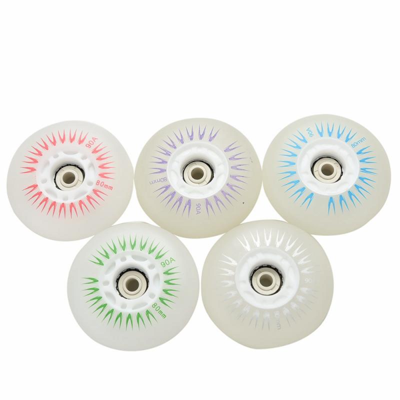 80mm 90A Inline Roller Skate Wheels Outdoor Bright Flash LED Sliding Skating Flashing Wheel Rollers Durable Luminous Rollerblad