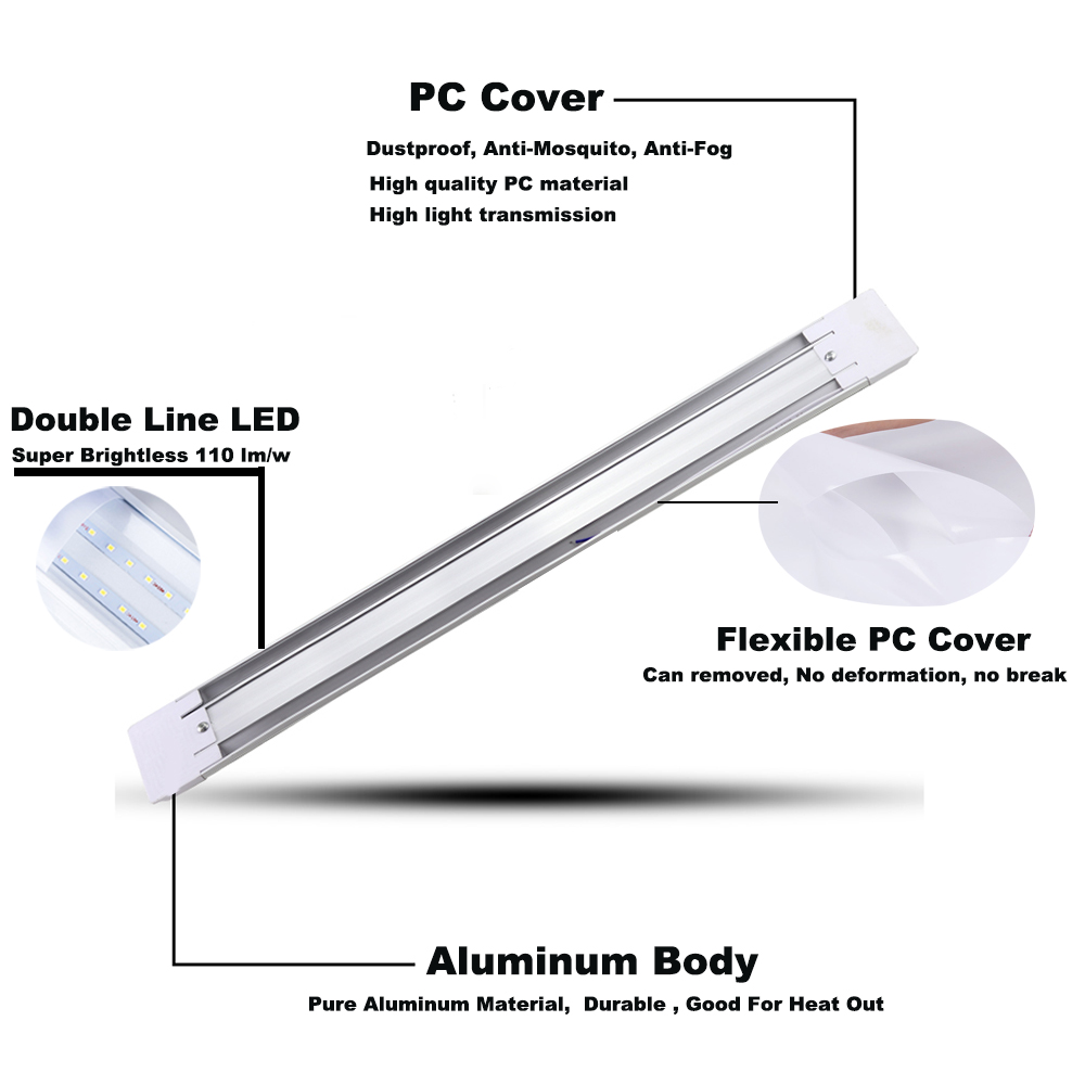 5pc 10 pc/lot Tri-proof Clean Purification Tube Light LED Linear Light Flat Batten Light LED Tube Lamp 20W 30W 40W AC 85-265V