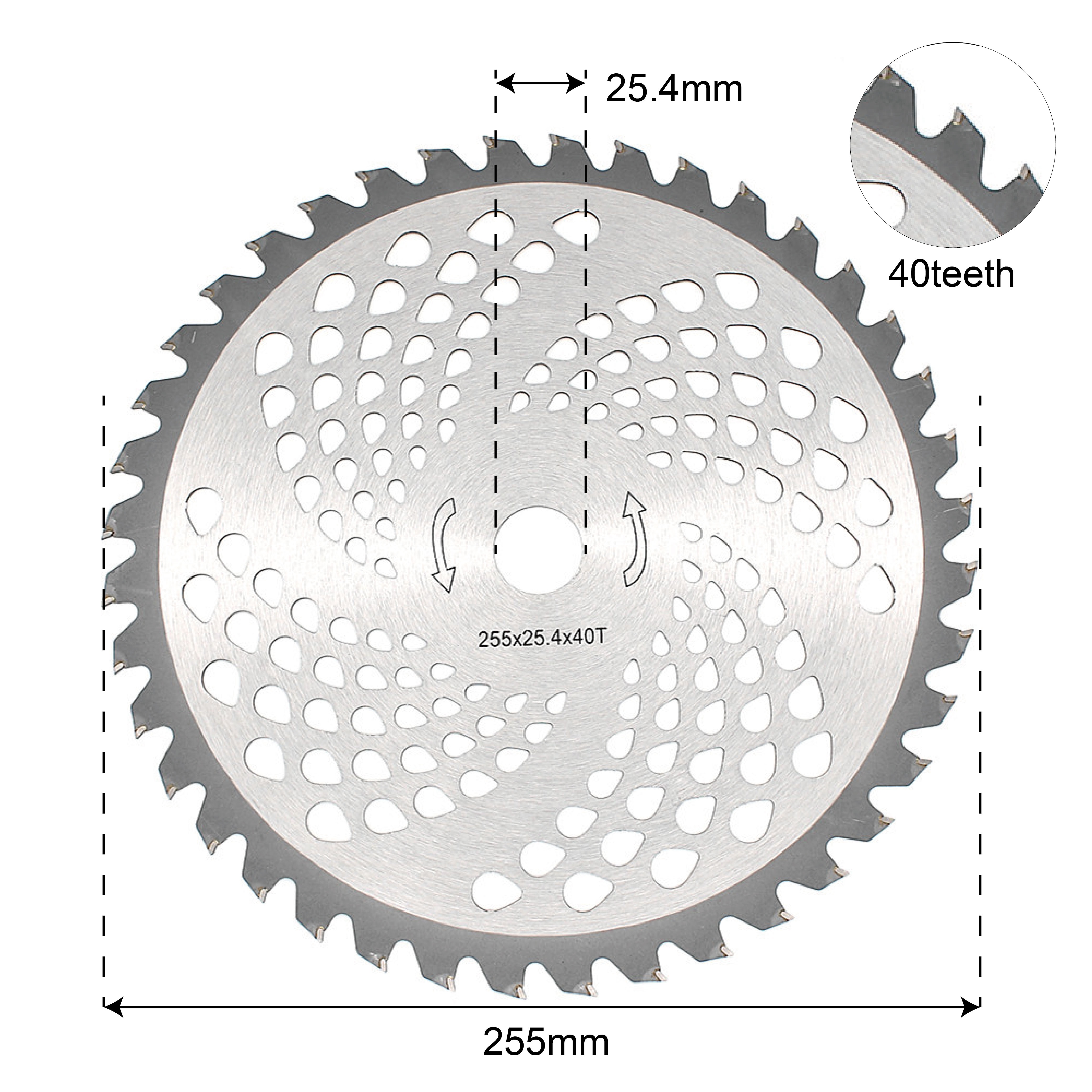 255*25.4*40T Alloy Blade for replacement grass trimmer brush cutter