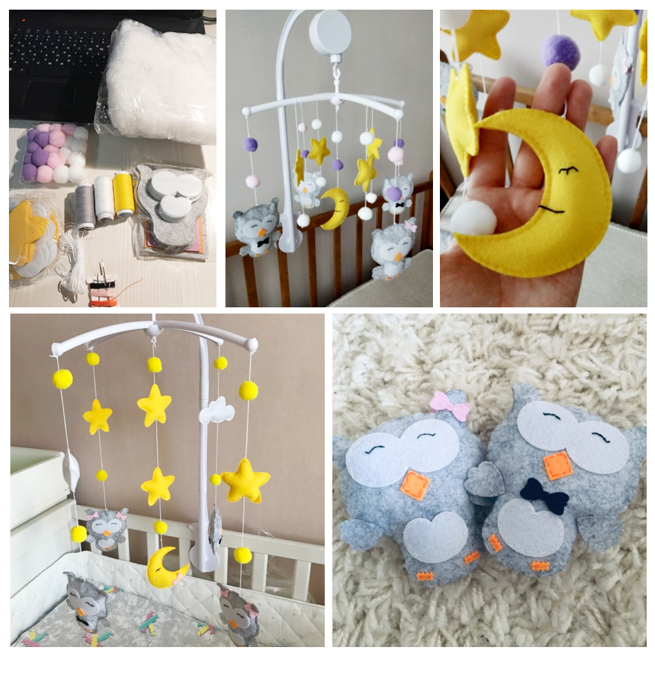 Baby Mobile Crib Holder Cartoon Newborn Crib Bed Bell Wind-up Music Box Baby Rattle Toys Kids Handmade Toy 0-12 Months for Baby