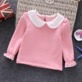 Warm Thick Winter Girls T-shirts Long Sleeve Cotton T shirt Peter Pan Collar Baby Toddler Clothes Girl Blouse Shirts Kids Tops