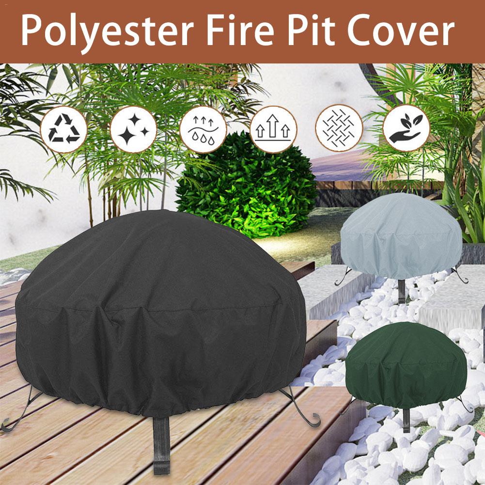 Fire Pit Cover Polyester Protective Case For Rain Frost Dirt Protection Outdoor Garden Yard Round Canopy Furniture Covers