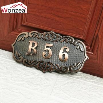 One Set ABS Plastic Door Number Stickers Plate Custom Sign Door Number Sticker Hotel Apartment Villa Bronze House Number Plate