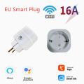 1-8pcs Tuya 16A EU Standard WiFi Smart Plug With Power Monitor, Smart Life APP Remote Smart Socket Works For Google Home, Alexa