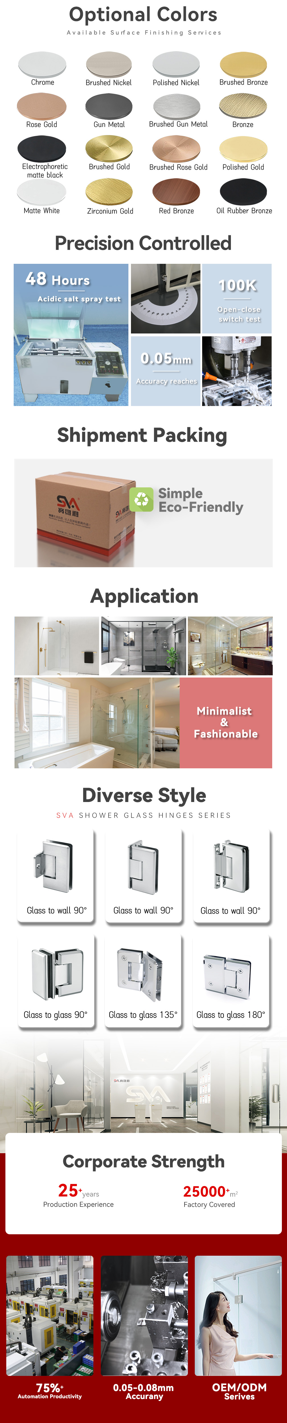 beveled shower hinge