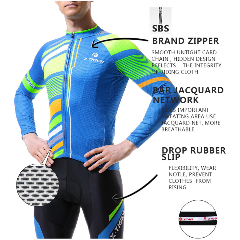 X-Tiger Cycling Jersey Breathable Long Sleeve Ropa Ciclismo Bicycle Clothes Sportswear Bike Cycling Clothing For Men